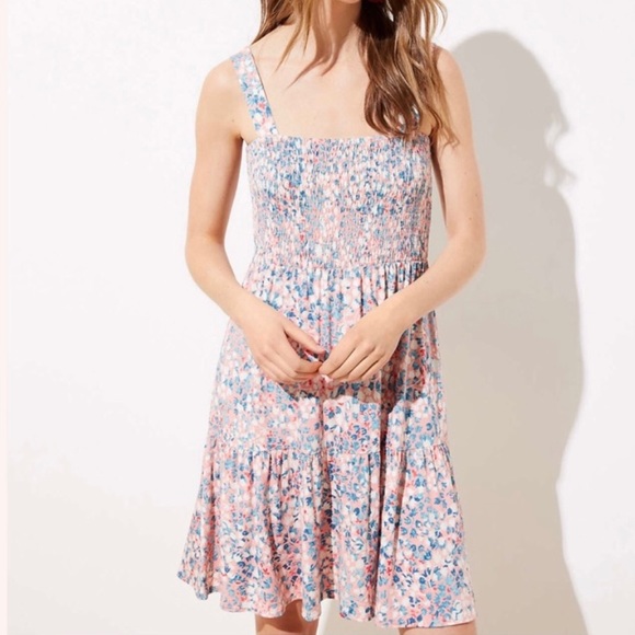 NEW LOFT Wildflower Smocked Strappy Dress - Picture 2 of 3